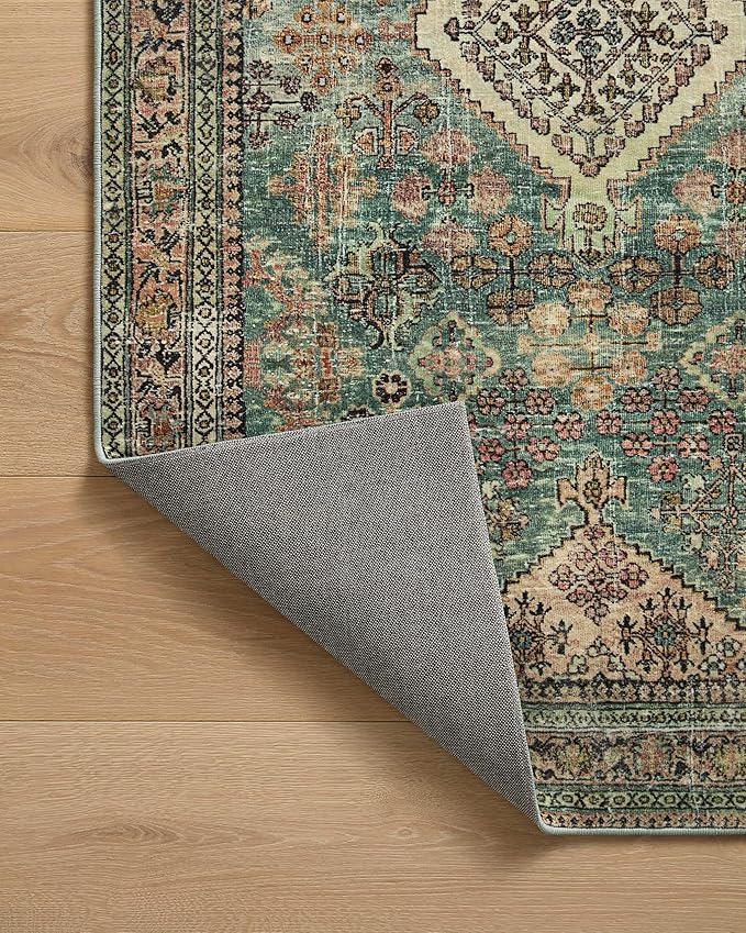 Loloi Magnolia Home by Joanna Gaines Sinclair Collection SIN-03 Turquoise/Multi 2'-3" x 9'-6", .25" Pile Height, Machine Washable, Runner Rug