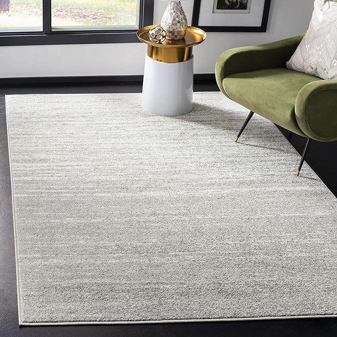 SAFAVIEH Adirondack Collection Area Rug - 4' Square, Light Grey & Grey, Modern Ombre Design, Non Shedding & Easy to Clean, Ideal for Living Room, Bedroom, Office, Dining Space (ADR113C)