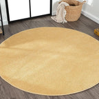 Eyely UES100B-8R Supersoft Haze Solid Low-Pile Indoor Area Rug, Coastal, Bohemian, Minimalist, Classic, Casual for Bedroom,Kitchen,Living Room,Non Shedding,Easy-Washing, Yellow, 8' Round