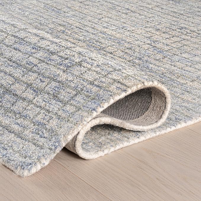 Rugs USA Melrose Light Blue/Ivory, 2'6" x 8', Handmade, Wool & Cotton, Soft and Cozy, High Traffic, Stain Resistant, Easy Clean, Durable Area Rug for Bedroom, Living Room, Dining Space, Den, Entryway