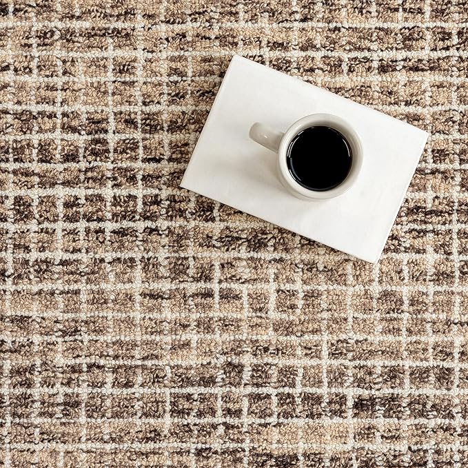 Rugs USA Melrose Handmade, Brown/Ivory, 3' x 5', Wool & Cotton, Soft and Cozy, High Traffic, Stain Resistant, Easy Clean, Durable Area Rug for Bedroom, Living Room, Dining Space, Den, Foyer, Entryway