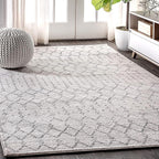 JONATHAN Y Boho Vintage Diamond Cream/Gray Indoor Area Rug 4X6 ft, Moroccan Hype for Living Room, Bedroom, Kitchen, Office, Easy-Cleaning, High Traffic, Pet-Friendly, Non-Shedding (MOH101B-4)
