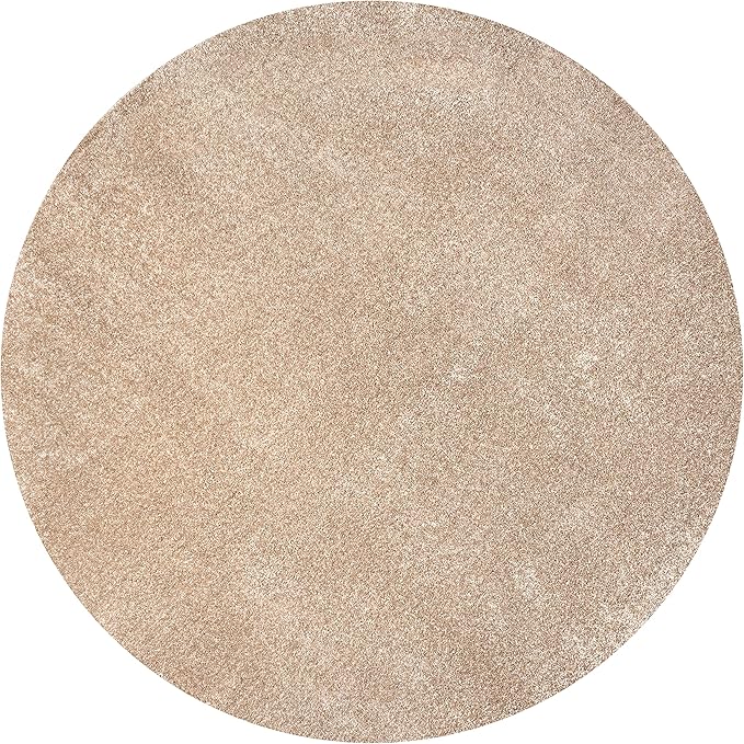 JONATHAN Y Haze Solid Low-Pile Beige 6' Round Indoor Area Rug, Coastal,Bohemian,Minimalist,Classic, Easy-Cleaning for Living Room,Bedroom,Kitchen,Pet Friendly,Non-Shedding (SEU100G-6R)