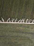 Rugsotic Carpets Hand Woven Flat Weave Kilim Wool ECO-Friendly Area Rugs - 10'x10', Square Shape, Olive Color, Solid Plain Design, Low Pile Handmade Area Rugs for Living Room, Bed Room (D00111)
