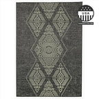 FH Home Flat Woven Outdoor Rug - Waterproof, Easy to Clean, Stain Resistant - Premium Polypropylene Yarn - Boho Moroccan - Large Patio, Deck, Sunroom - Ariana - Charcoal - 5ft 2in x 7ft 6in
