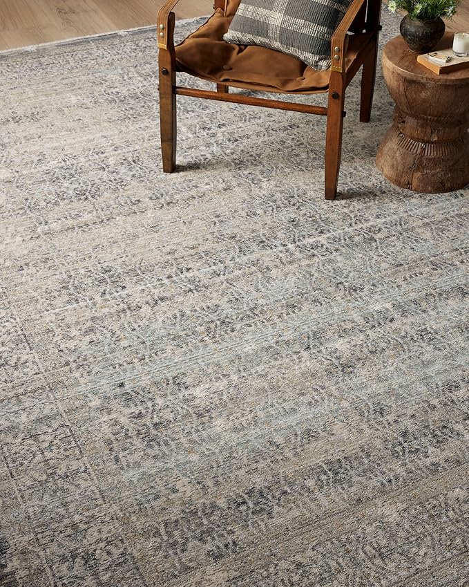 Loloi Amber Lewis Alie Collection ALE-04 Sky/Stone 7'-10'' x 7'-10'', .13'' Pile Height, Round Area Rug