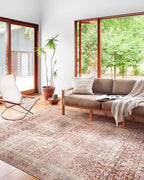 Loloi Layla Collection LAY-11 Cinnamon/Sage 2'-6" x 7'-6" .13" Thick Runner Rug, Soft, Durable, Vintage Inspired, Distressed, Low Pile, Non-Shedding, Easy Clean, Printed, Living Room Rug