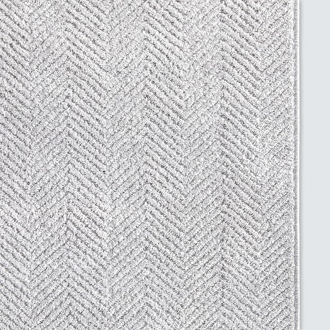 Well Woven Custom Size Hallway & Stair Runner- Harlow Pompeii Light Grey 31 Inches Wide x 24 Feet Long Runner (31" x 24') Runner Rug - Modern Chevron Pattern, Ultra-Soft, Easy-Clean