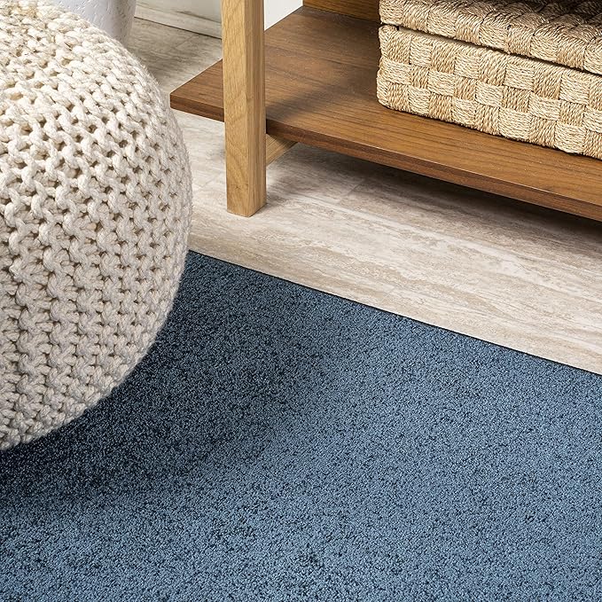 JONATHAN Y Haze Solid Low-Pile Navy 5' Round Indoor Area Rug, Coastal,Bohemian,Minimalist,Classic, Easy-Cleaning for Living Room,Bedroom,Kitchen,Pet Friendly,Non-Shedding (SEU100C-5R)