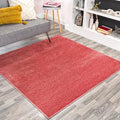 Eyely UES100E-9SQ Haze Solid Low-Pile Red 9' Square Area Rug, Pet Friendly, Stain Resistant, Easy Cleaning, for Bedroom, Living Room, Kitchen
