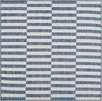 Unique Loom Outdoor Striped Collection Area Rug - Striped (5' 3" Square Blue/Ivory)