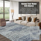 RUGSURE Washable Area Rug - 1/6 Thick - Stain & Water Resistant Non-Slip - Resistant Rug for Living Room, Bedroom, Nursery, Pet & Child Friendly, Vintage Charm Area Rugs (Grey+LightTeal, 4' x 6')