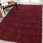 Eyely UES100Q-5 Supersoft Haze Solid Low-Pile Indoor Area Rug Casual;Contemporary;Solid;Traditional, Bedroom, Kitchen, Living Room, Easy-Cleaning, Non-Shedding, 5 X 8, Dark Red