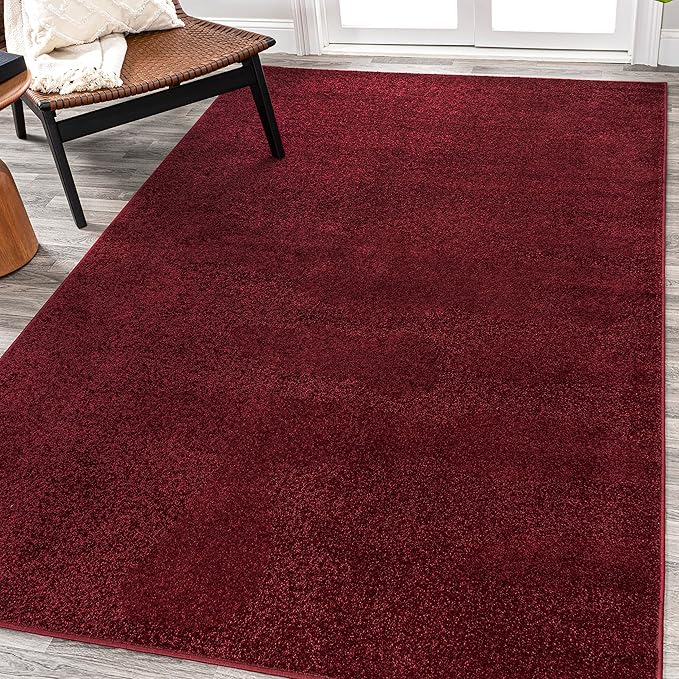 JONATHAN Y Haze Solid Low-Pile Dark Red Indoor Area Rug 9x12, Coastal,Bohemian,Minimalist,Classic, Easy-Cleaning for Living Room,Bedroom,Kitchen,Pet Friendly,Non-Shedding (SEU100Q-9)