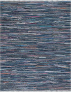 SAFAVIEH Rag Rug Collection Area Rug - 10' x 14', Ink & Multi, Handmade Boho Stripe Cotton, Ideal for High Traffic Areas in Living Room, Bedroom (RAR121C)