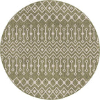 Unique Loom Outdoor Trellis Collection Area Rug - Tribal Trellis (10' 8" Round, Green/ Natural)
