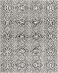 Dash & Albert Temple Charcoal Hand Micro Hooked Wool Rug, 7.5 X 9.5 Feet, Grey Geometric Pattern