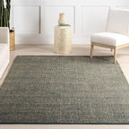Nuloom Elfriede Handmade, Green/Natural, 6' x 9', Jute & Cotton, Textured and Earthy, High Traffic, Stain Resistant, Easy Clean, Durable Area Rug for Bedroom, Living Room, Dining, Entryway