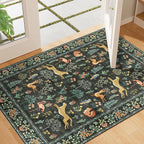 DUKINO 2x3 Rug, Washable Animal Rugs for Entryway, Non Slip Indoor Door Mat, Soft Low Pile Small Area Carpet for Entrance, Bedroom, Kitchen, Laundry, Bathroom, Black