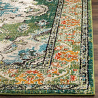 SAFAVIEH Monaco Collection Runner Rug - 2'2" x 16', Forest Green & Light Blue, Medallion Distressed Design, Non-Shedding & Easy Care, Ideal for High Traffic Areas in Living Room, Bedroom (MNC243F)