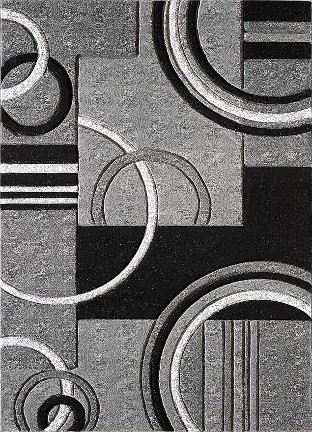GLORY RUGS Area Rug Modern 5x7 Grey Soft Hand Carved Contemporary Floor Carpet with Premium Fluffy Texture for Indoor Living Dining Room and Bedroom Area