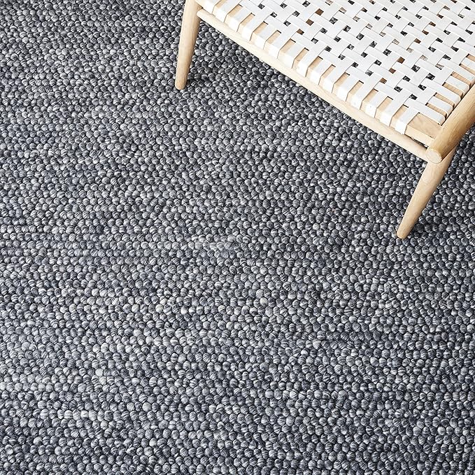 SAFAVIEH Natura Collection Runner Rug - 2'3" x 16', Dark Grey, Handmade Wool Blend, Textured Design, Ideal for Hallway, Bedroom, Foyer (NAT620H)