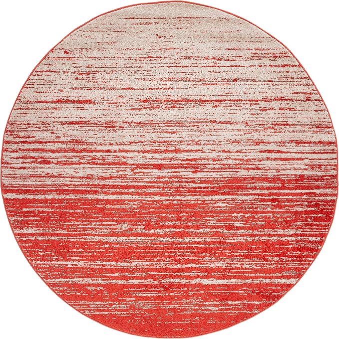 SAFAVIEH Adirondack Collection Area Rug - 6'7" Round, Orange & Grey, Modern Ombre Design, Non Shedding & Easy to Clean, Ideal for Living Room, Bedroom, Office, Dining Space (ADR113P)