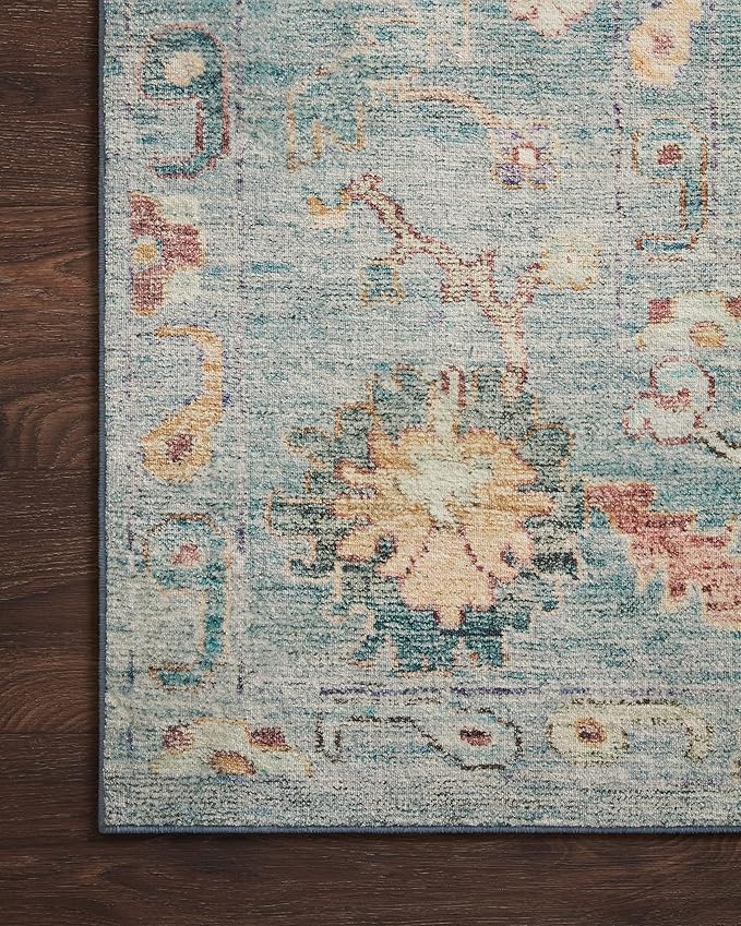 Loloi Margot Collection MAT-06 Denim/Multi 2'-6" x 7'-6" Runner Rug feat. CloudPile, No-Shed Easy Clean Large Patterned Area Rug for Living Room, Bedroom, Dining Area