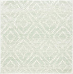 SAFAVIEH Adirondack Collection Area Rug - 4' Square, Green & Ivory, Modern Diamond Distressed Design, Non-Shedding & Easy Care, Ideal for High Traffic Areas in Living Room, Bedroom (ADR131Y)