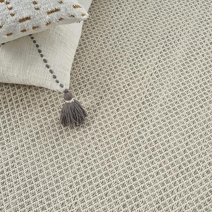 Nourison Home Courtyard Ivory Silver 4' x 6' Area Rug - Easy Clean, Non Shedding, Bed Room, Living Room, Dining Room, Kitchen (4' x 6')