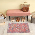 GLN Rugs Traditional Collection - Machine Washable Area Rug, Traditional Washable, Non Slip, Low Pile Chenille Rug, Living Room, Bedroom, Kitchen Rug (2' x 3' Multi Red)
