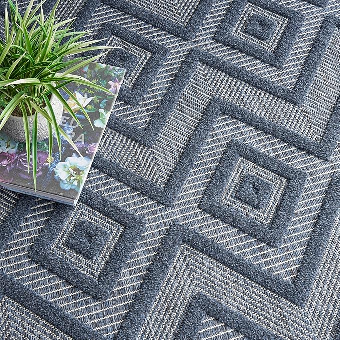 Nourison Home Versatile Navy Blue 7' x 10' Area Rug - Easy Clean, Non Shedding, Bed Room, Living Room, Dining Room, Kitchen (7' x 10')