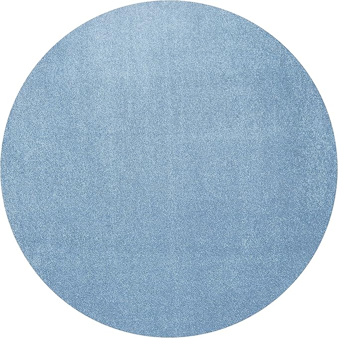 Eyely UES100F-6R Supersoft Haze Solid Low-Pile Indoor Area Rug, Coastal, Bohemian, Minimalist, Classic, Casual for Bedroom,Kitchen,Living Room,Non Shedding,Easy-Washing, Blue, 6' Round