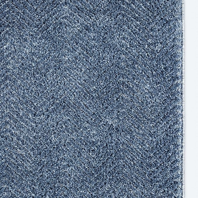 Well Woven Custom Size Hallway & Stair Runner- Harlow Pompeii Blue 31 Inches Wide x 90 Feet Long Runner (31" x 90') Runner Rug - Modern Chevron Pattern, Ultra-Soft, Easy-Clean