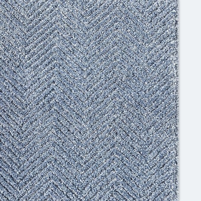 Well Woven Custom Size Hallway & Stair Runner- Harlow Pompeii Light Blue 27 Inches Wide x 11 Feet Long Runner (27" x 11') Runner Rug - Modern Chevron Pattern, Ultra-Soft, Easy-Clean
