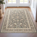 Well Woven Asha Rome Charcoal Brown 3'3" x 5' Area Rug - Oriental Floral Pattern, Easy Clean, Floor-Friendly Backing - for Living Room, Bedroom, and Dining Room