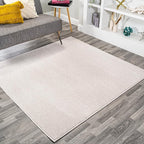 Eyely UES100D-5SQ Supersoft Haze Solid Low-Pile Indoor Area Rug Casual;Contemporary;Solid;Traditional, Bedroom, Kitchen, Living Room, Easy-Cleaning, Non-Shedding, 5' Square, Ivory