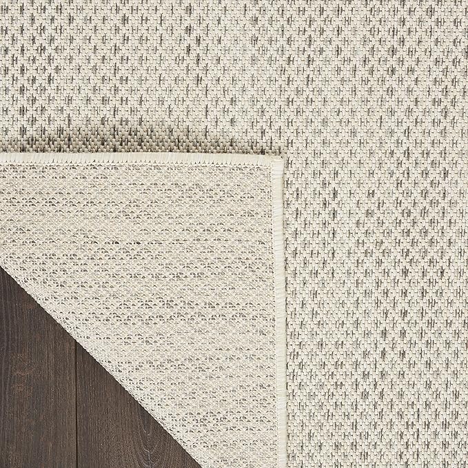 Nourison Home Courtyard Ivory Silver 2'2" x 16' Area Rug - Easy Clean, Non Shedding, Bed Room, Living Room, Dining Room, Kitchen (16' Runner)