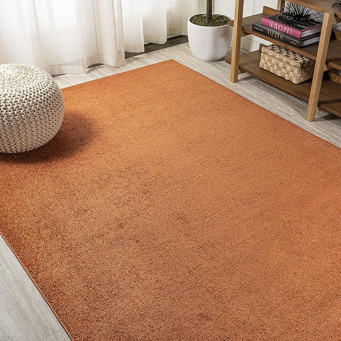 Eyely UES100M-8 Supersoft Haze Solid Low-Pile Indoor Area Rug Casual;Contemporary;Solid;Traditional, Bedroom, Kitchen, Living Room, Easy-Cleaning, Non-Shedding, 8 X 10, Orange