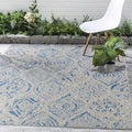FH Home Outdoor Rug - Waterproof Easy to Clean Stain Resistant - Patio Indoor Outdoor Porch Deck Balcony Entryway - Distressed Farmhouse - Granada - Blue - 5ft 2in x 7ft 6in