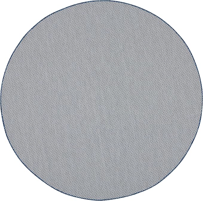 Nourison Home Courtyard Ivory Blue 6' x Round Area Rug - Easy Clean, Non Shedding, Bed Room, Living Room, Dining Room, Kitchen (6' x Round)