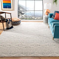 SAFAVIEH Tulum Collection Area Rug - 11' Square, Ivory & Grey, Moroccan Boho Tribal Design, Non-Shedding & Easy to Clean, Ideal for Living Room, Bedroom, Dining Space (TUL272A)