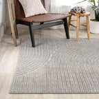 JONATHAN Y Hallie High-Low Curve Gray/Ivory Indoor/Outdoor Area Rug, 12x15, Minimalist, Pet Friendly, Non-Shedding, Stain Resistant, Hose-Washable for Backyard, Patio, Porch (SCN100A-15)
