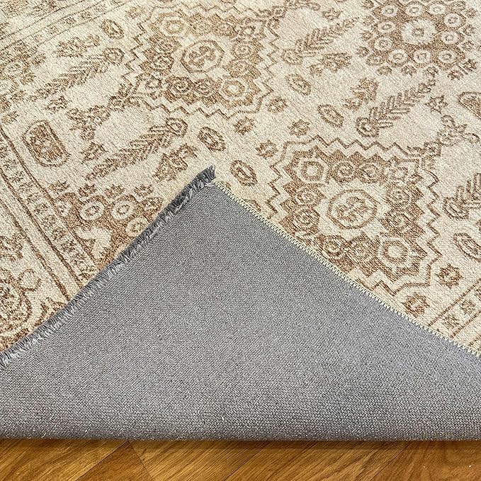 Alfa Rich 3x5 Beige Off White Washable Area Rugs for Living Room Bedroom Kitchen Dining Cotton Runner