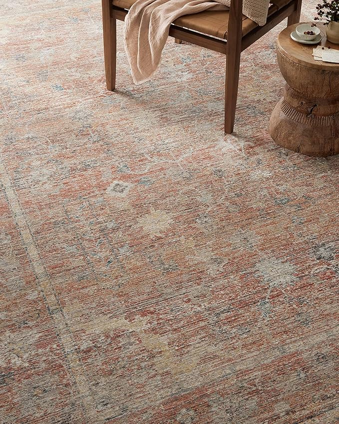 Loloi Magnolia Home by Joanna Gaines Millie Collection MIE-04 Sunset/Multi 5'-3" x 5'-3", .25" Pile Height, Round Area Rug