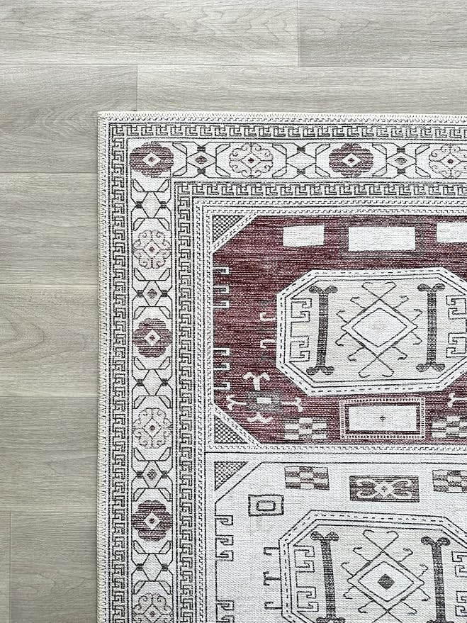 Fame Living Faded Oushak Rug, Turkish Vintage Floral Pastel Large Oversized Area Rugs for Living Room Dining Bedroom Kitchen Bathroom Nursery (848CrRd, 2'5" x 4'9")