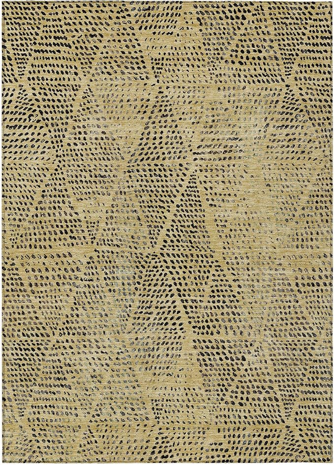 Addison Rugs Chantille ACN591 Gold 8' x 10' Indoor Outdoor Area Rug, Easy Clean, Machine Washable, Non Shedding, Bedroom, Living Room, Dining Room, Kitchen, Patio Rug