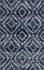 SAFAVIEH Adirondack Collection Accent Rug - 3' x 5', Navy & Ivory, Modern Diamond Distressed Design, Non-Shedding & Easy Care, Ideal for High Traffic Areas in Entryway, Living Room, Bedroom (ADR131N)