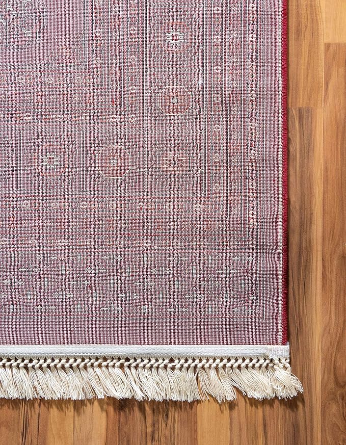 Unique Loom Tekke Collection Over-Dyed Saturated Traditional Torkaman Area Rug, 8 ft x 11 ft, Red/Burgundy