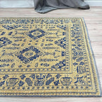 Alfa Rich 3x5 Gold Navy Blue Washable Area Rugs for Living Room Bedroom Kitchen Dining Cotton Runner